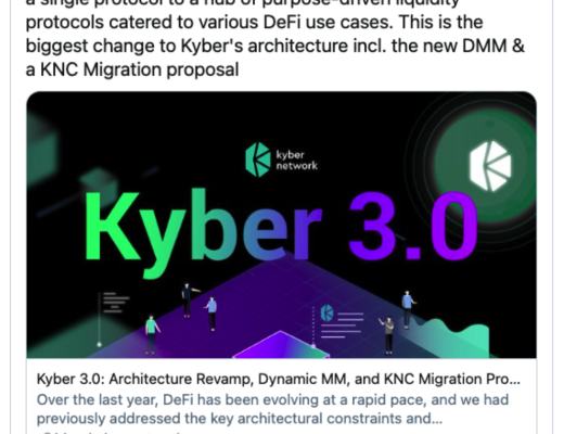 Kyber 3.0：架构改进、动态做市商和 KNC 迁移提案