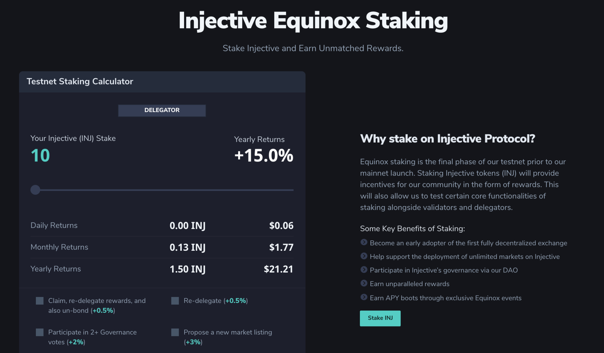 Injective :一文了解如何玩转 Equinox Staking