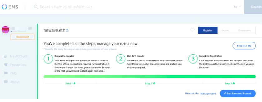 手把手教你注册以太坊ENS