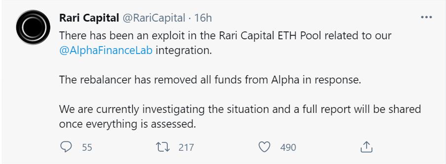 Rari 被黑事故分析:开心做聚合 无奈被攻击