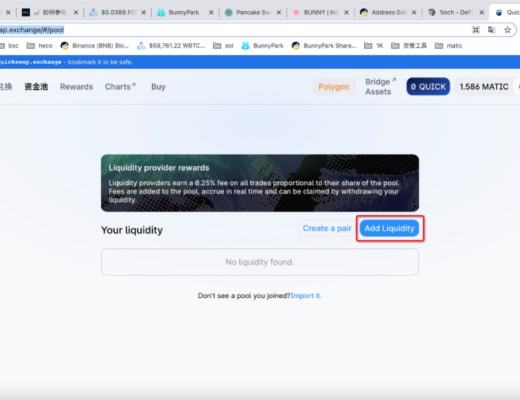 如何在QuickSwap上流动性挖矿 并质押获取收益？
