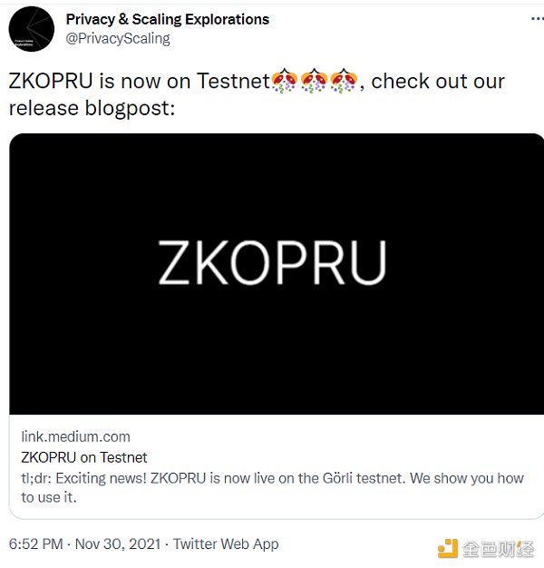
      金色前哨｜以太坊二层隐私扩容解决方案Zkopru上线测试网