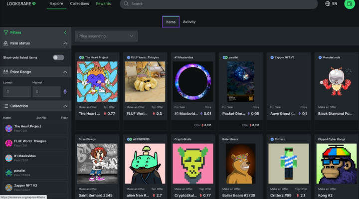 
      LOOKSRARE：一个新生NFT交易市场 刚上线交易量超Opensea