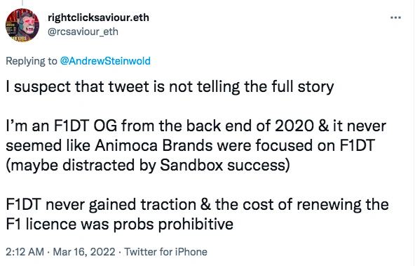 
      无法续签IP、开发缓慢 NFT游戏 F1 Delta Time即将关闭