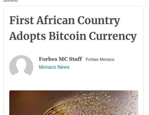 
      金色前哨｜第二个采用比特币作为法定货币的国家诞生