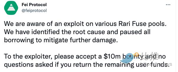 
      DeFi安全令人堪忧 Fei Protocol “重入漏洞”导致超8000万美元被盗