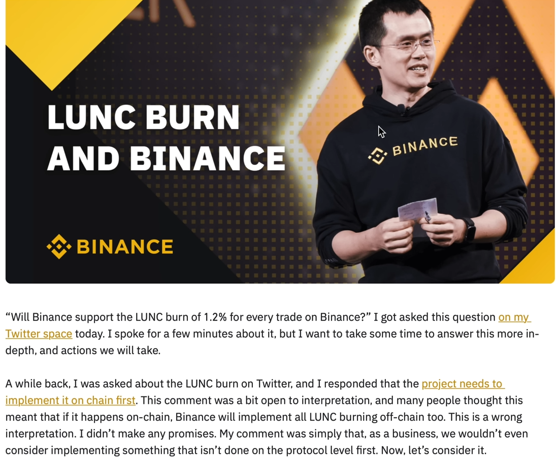 CZ谈LUNC引众怒 不敌「抵制币安运动」改全面销毁LUNC 交易手续费