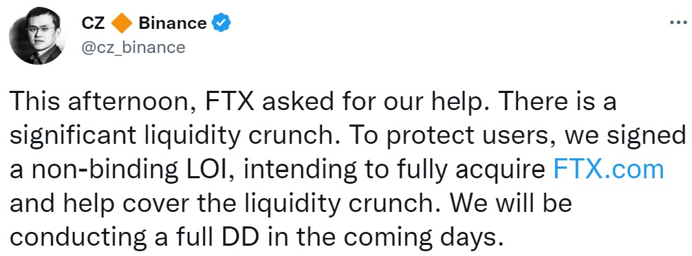 
      币安将全资收购FTX  现实很残酷  或因“反垄断”而搁置？