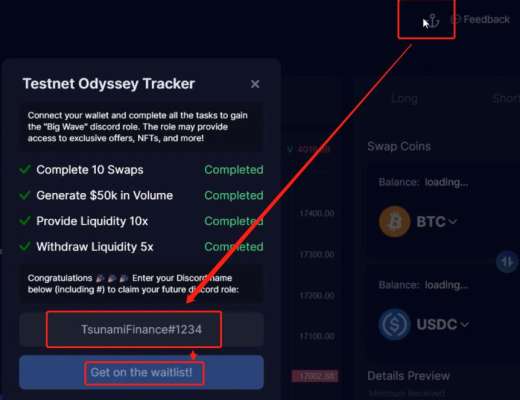 Tsunami Finance测试网交互教程