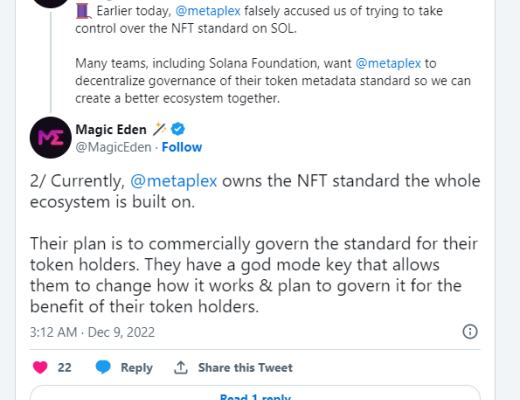
      Magic Eden和Metaplex之间就Solana NFT的未来爆发了紧张关系