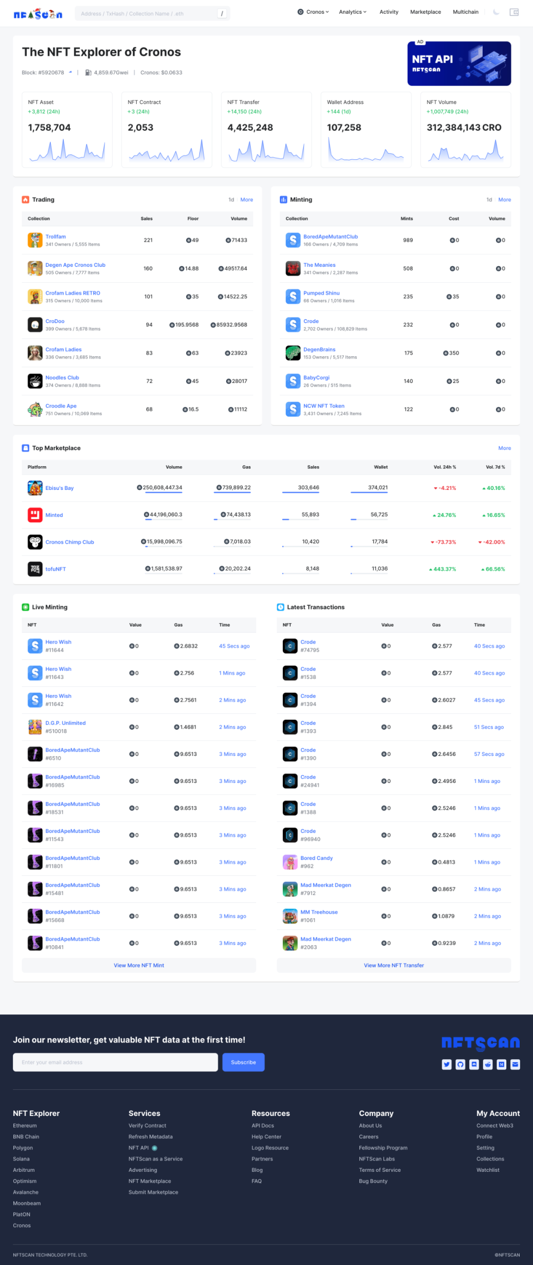 
      基础设施 NFTScan 正式发布 Cronos 网络 NFT 浏览器