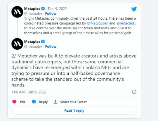 
      Magic Eden和Metaplex之间就Solana NFT的未来爆发了紧张关系