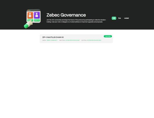 
      Zebec 投票治理机制上线 全新流支付生态正在起航