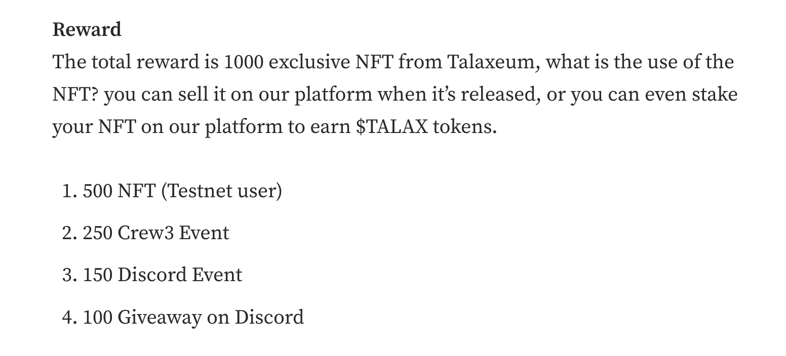 
      明牌空投的零撸项目Talaxeum测试网参与教程