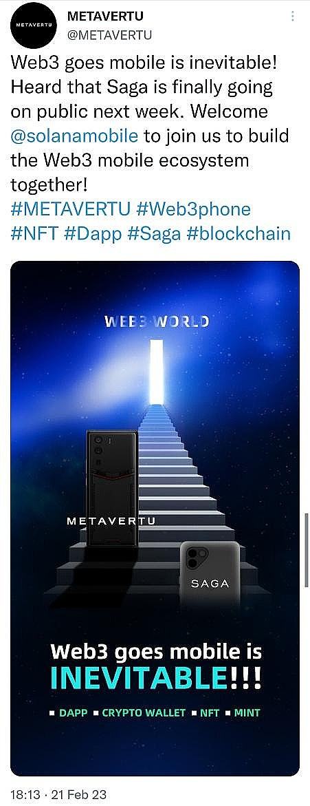 
      Solana Saga即将发售 Web3手机VERTU发文欢迎