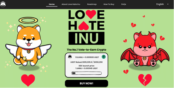 
      新加密货币Love Hate Inu登场　预售会成为下一个爆炸的Meme币吗？