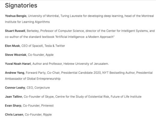 
      马斯克等千名科技界专家联合签署了一份“暂停巨型人工智能实验”的公开信