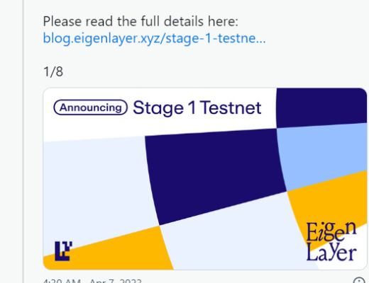 
      以太坊“重新抵押”协议 EigenLayer 在测试网上启动