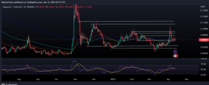 100 万至 1000 万美元的狗狗币交易量在 30 天内上涨了约 300%